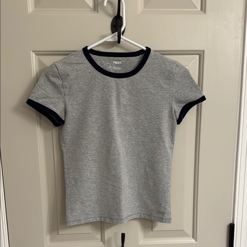 TNA Aritzia Gray and Black Ringer T-Shirt